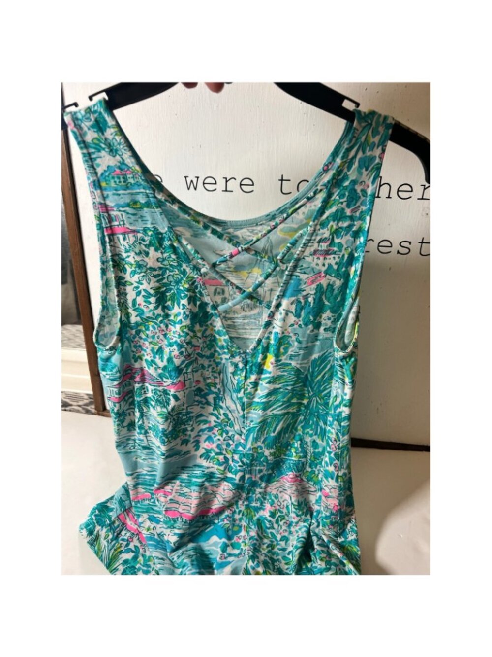 Lilly Pulitzer Tank Top XS Tropical Flamingo Palm Trees Vacation Resort Beach mm - Picture 4 of 5